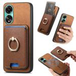 For OPPO A78 4G Retro Cross Leather Ring Vertical Insert Card Bag MagSafe Phone Case(Brown)
