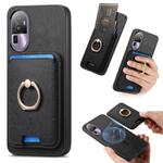 For OPPO Reno10 Pro+ 5G Retro Cross Leather Ring Vertical Insert Card Bag MagSafe Phone Case(Black)