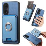 For OPPO Reno8 T 5G / A1 Pro Retro Cross Leather Ring Vertical Insert Card Bag MagSafe Phone Case(Blue)