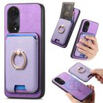 For OPPO Reno8 T 5G / A1 Pro Retro Cross Leather Ring Vertical Insert Card Bag MagSafe Phone Case(Purple)