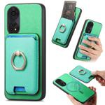 For OPPO Reno8 T 5G / A1 Pro Retro Cross Leather Ring Vertical Insert Card Bag MagSafe Phone Case(Green)