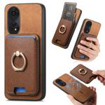 For OPPO Reno8 T 5G / A1 Pro Retro Cross Leather Ring Vertical Insert Card Bag MagSafe Phone Case(Brown)