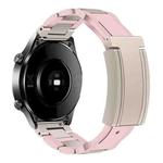 22mm Folding Magnetic Buckle Stainless Steel Rubber Watch Band(Pink+Starlight)