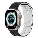For Apple Watch 46mm / 49mm / 45mm / 44mm Two Tone Silicone Watch Band(Black+White)