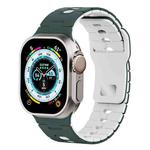 For Apple Watch 42mm / 41mm / 40mm / 38mm Two Tone Silicone Watch Band(Dark Night Green+White)