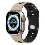 For Apple Watch 42mm / 41mm / 40mm / 38mm Two Tone Silicone Watch Band(Nut Brown+Black)