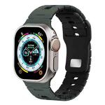 For Apple Watch 42mm / 41mm / 40mm / 38mm Two Tone Silicone Watch Band(Army Green+Black)