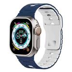 For Apple Watch 42mm / 41mm / 40mm / 38mm Two Tone Silicone Watch Band(Midnight Blue+White)