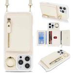 For iPhone XS Max Crossbody Zipper Wallet Ring Holder Litchi Leather Phone Case(Apricot)