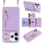For iPhone 11 Pro Crossbody Zipper Wallet Ring Holder Litchi Leather Phone Case(Purple)