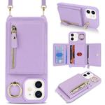 For iPhone 12 mini Crossbody Zipper Wallet Ring Holder Litchi Leather Phone Case(Purple)