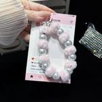 Plush Ball Crystal Pearl Phone Chain(Pink)