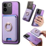 For vivo iQOO Neo9 /9 Pro 5G Retro Cross Leather Ring Vertical Insert Card Bag MagSafe Phone Case(Purple)