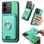 For vivo iQOO Neo9 /9 Pro 5G Retro Cross Leather Ring Vertical Insert Card Bag MagSafe Phone Case(Green)