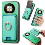 For Honor X50 Pro 5G Retro Cross Leather Ring Vertical Insert Card Bag MagSafe Phone Case(Green)