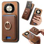 For Honor X50 Pro 5G Retro Cross Leather Ring Vertical Insert Card Bag MagSafe Phone Case(Brown)