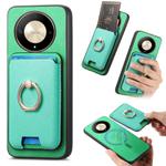 For Honor X9b / Magic6 Lite Retro Cross Leather Ring Vertical Insert Card Bag MagSafe Phone Case(Green)