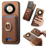 For Honor X9b / Magic6 Lite Retro Cross Leather Ring Vertical Insert Card Bag MagSafe Phone Case(Brown)