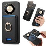 For Honor X9b / Magic6 Lite Retro Cross Leather Ring Vertical Insert Card Bag MagSafe Phone Case(Black)