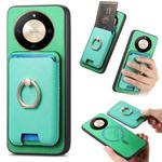 For Honor X50 Retro Cross Leather Ring Vertical Insert Card Bag MagSafe Phone Case(Green)