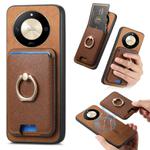 For Honor X50 Retro Cross Leather Ring Vertical Insert Card Bag MagSafe Phone Case(Brown)