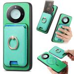 For Honor X60 5G Retro Cross Leather Ring Vertical Insert Card Bag MagSafe Phone Case(Green)