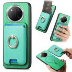 For Honor X60 Pro 5G Retro Cross Leather Ring Vertical Insert Card Bag MagSafe Phone Case(Green)