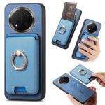 For Honor X9C Retro Cross Leather Ring Vertical Insert Card Bag MagSafe Phone Case(Blue)