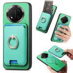 For Honor X9C Retro Cross Leather Ring Vertical Insert Card Bag MagSafe Phone Case(Green)