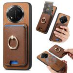 For Honor X9C Retro Cross Leather Ring Vertical Insert Card Bag MagSafe Phone Case(Brown)