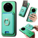 For Honor Magic7 Retro Cross Leather Ring Vertical Insert Card Bag MagSafe Phone Case(Green)