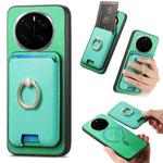 For Honor Magic7 Pro Retro Cross Leather Ring Vertical Insert Card Bag MagSafe Phone Case(Green)