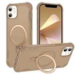 For iPhone 11 Yingcai Gears MagSafe Holder Shockproof Phone Case(Brown)