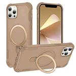 For iPhone 12 Pro Yingcai Gears MagSafe Holder Shockproof Phone Case(Brown)