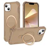 For iPhone 14 Yingcai Gears MagSafe Holder Shockproof Phone Case(Brown)