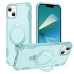 For iPhone 14 Plus Yingcai Gears MagSafe Holder Shockproof Phone Case(Blue)