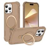 For iPhone 14 Pro Max Yingcai Gears MagSafe Holder Shockproof Phone Case(Brown)