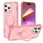 For iPhone 15 Pro Yingcai Gears MagSafe Holder Shockproof Phone Case(Pink)