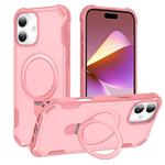For iPhone 16 Yingcai Gears MagSafe Holder Shockproof Phone Case(Pink)