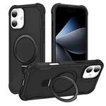 For iPhone 16 Yingcai Gears MagSafe Holder Shockproof Phone Case(Black)