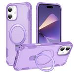 For iPhone 16 Plus Yingcai Gears MagSafe Holder Shockproof Phone Case(Purple)
