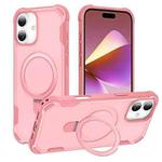 For iPhone 16 Plus Yingcai Gears MagSafe Holder Shockproof Phone Case(Pink)