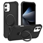 For iPhone 16 Plus Yingcai Gears MagSafe Holder Shockproof Phone Case(Black)