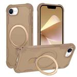 For iPhone 16e Yingcai Gears MagSafe Holder Shockproof Phone Case(Brown)