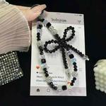 Luminous Round Bead Double Chain Phone Chain(Black)