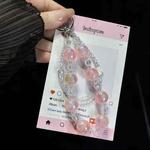 Laser Luminous Beads Phone Chain(Pink)