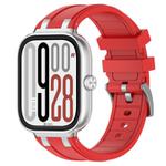 For Redmi Watch 5 / Xiaomi Smart Band 9 Pro Silver Metal Connector Silicone Watch Band(Red)