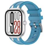 For Redmi Watch 5 / Xiaomi Smart Band 9 Pro Silver Metal Connector Silicone Watch Band(Sea Blue)