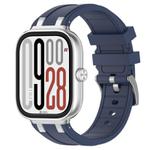 For Redmi Watch 5 / Xiaomi Smart Band 9 Pro Silver Metal Connector Silicone Watch Band(Navy Blue)