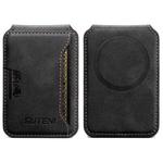 Suteni S3 Cowhide Textured MagSafe Magnetic Card Case(Black)